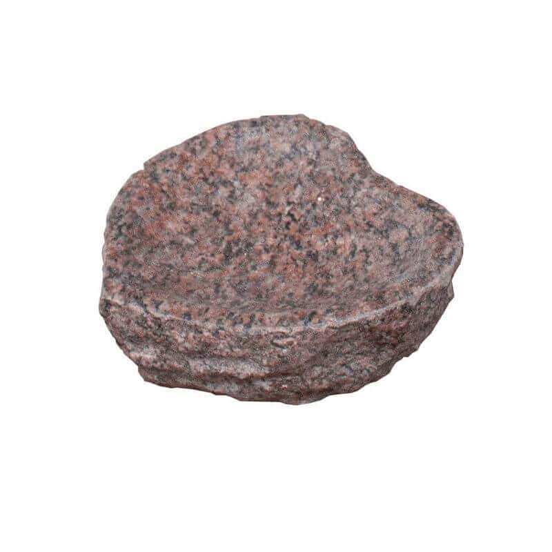 poleret hjerte fuglebad rosa